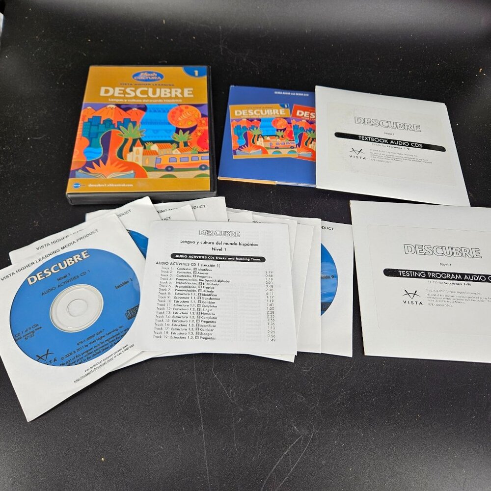 Descubre Nivel 1 Spanish CD DVD Lot 14 Teacher Ed Home School Curriculum Elem HS